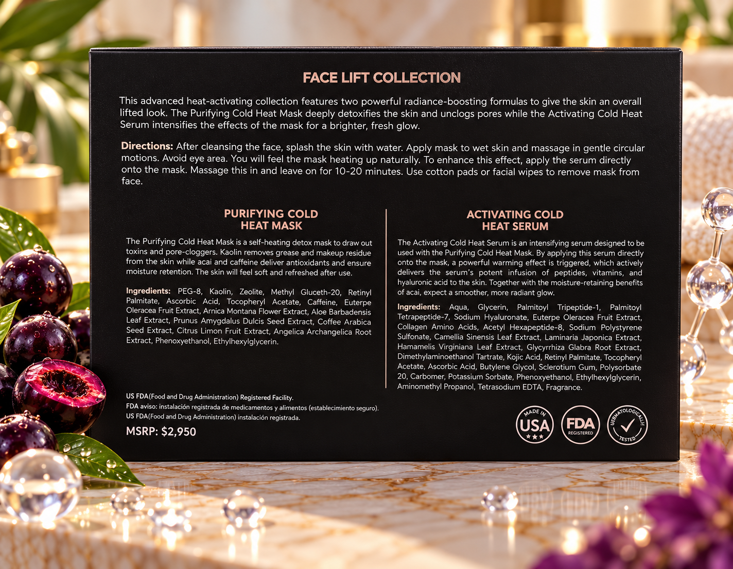 Face Lift Collection - Redness & Open Pore Solution - Acai Stem Cells & Hyaluronic Acid